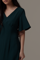 Umaira Front Slit Dress in Emerald