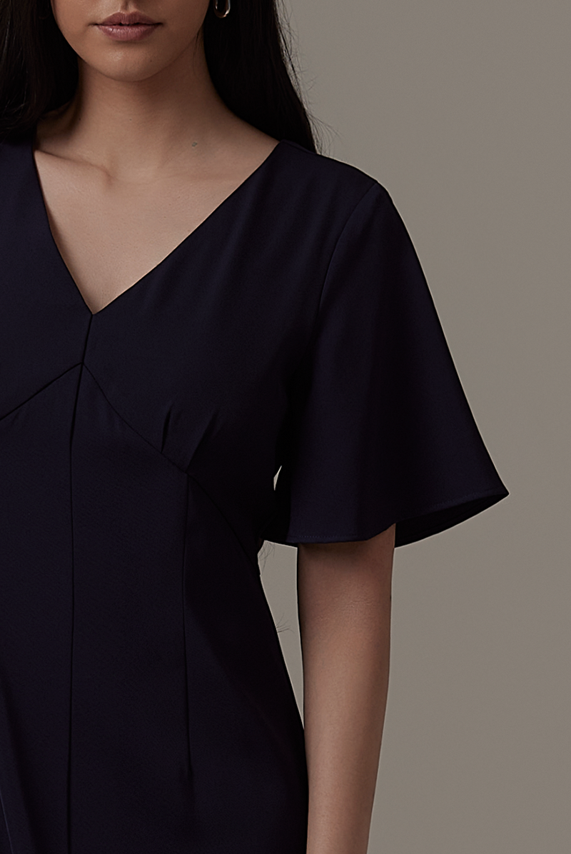 Umaira Front Slit Dress in Navy Blue