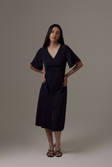 Umaira Front Slit Dress in Navy Blue