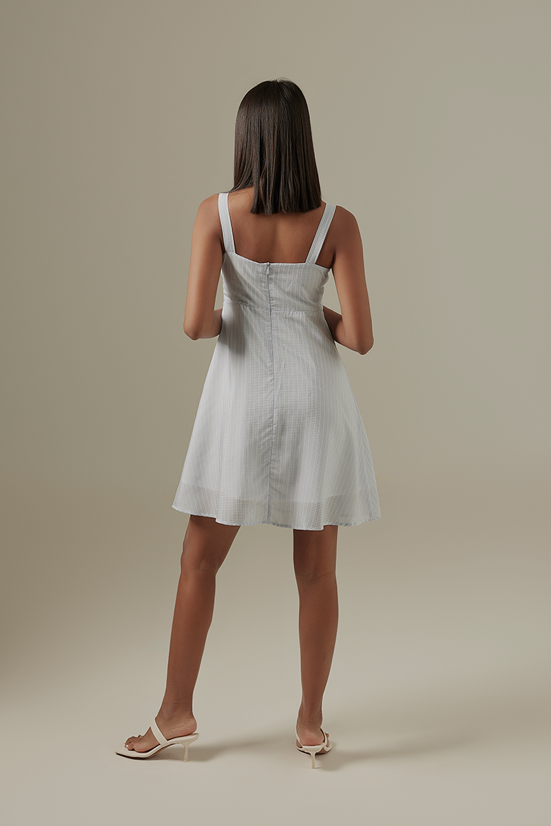 Dailyn Ruched Dress in Baby Blue