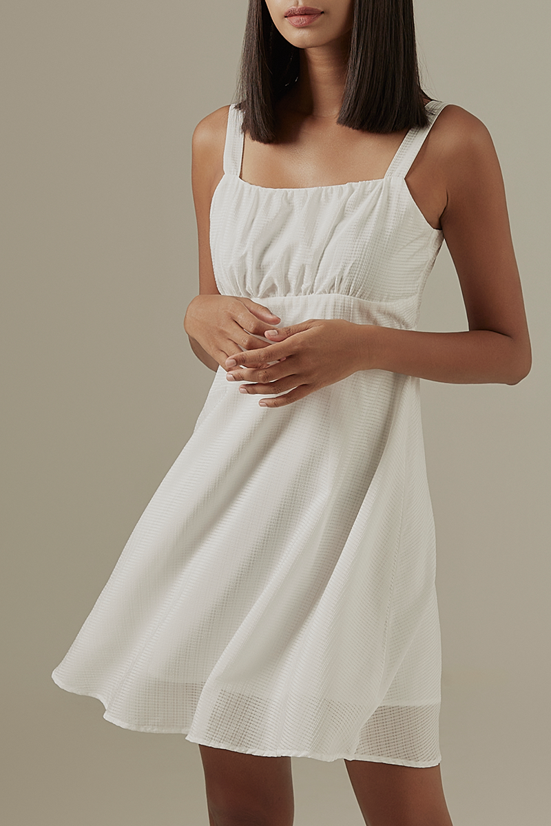 Dailyn Ruched Dress in White