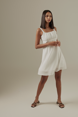 Dailyn Ruched Dress in White