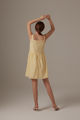 Percyn Floral Embroidered Dress in Butter
