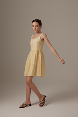 Percyn Floral Embroidered Dress in Butter