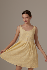 Percyn Floral Embroidered Dress in Butter