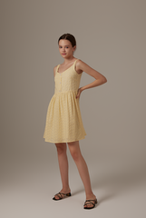 Percyn Floral Embroidered Dress in Butter