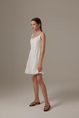 Percyn Floral Embroidered Dress in White