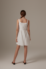 Percyn Floral Embroidered Dress in White