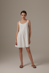 Percyn Floral Embroidered Dress in White