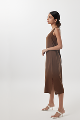 Juhi Side Slit Dress in Chocolate