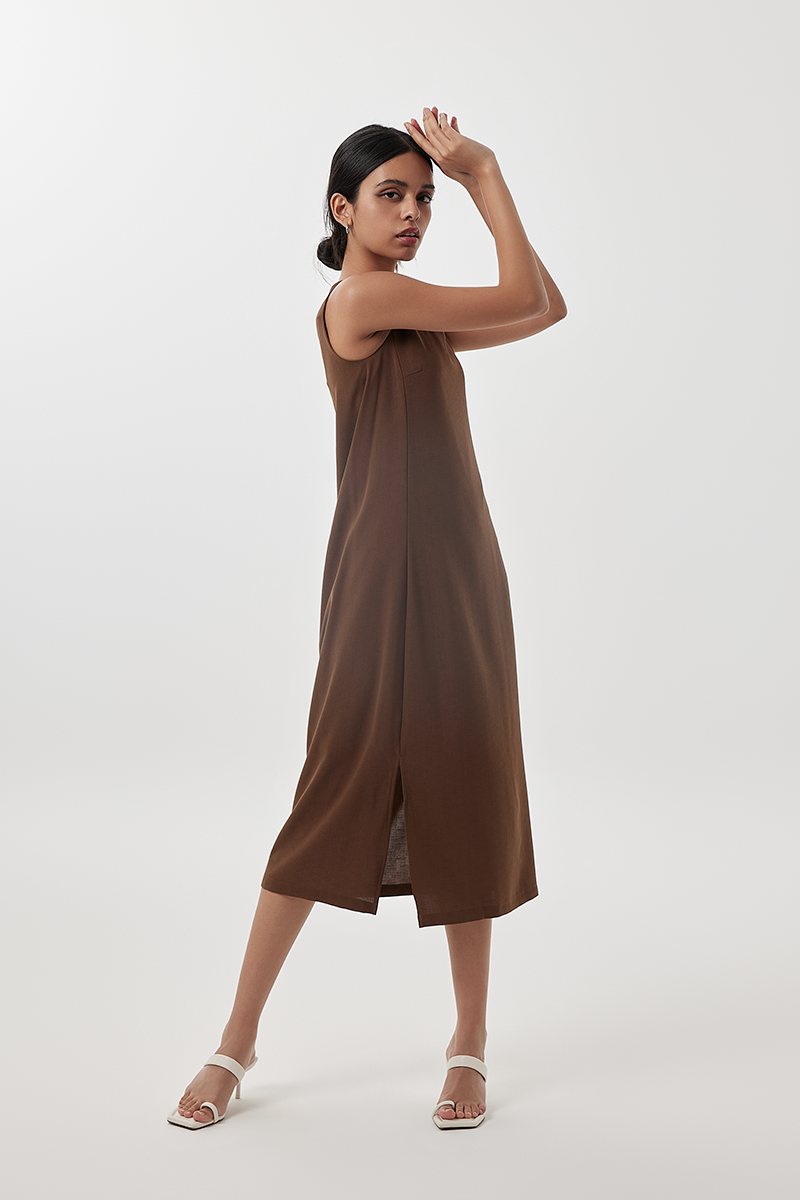 Juhi Side Slit Dress in Chocolate