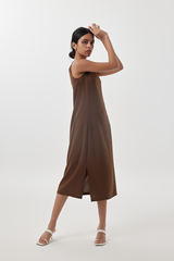 Juhi Side Slit Dress in Chocolate