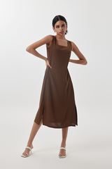 Juhi Side Slit Dress in Chocolate