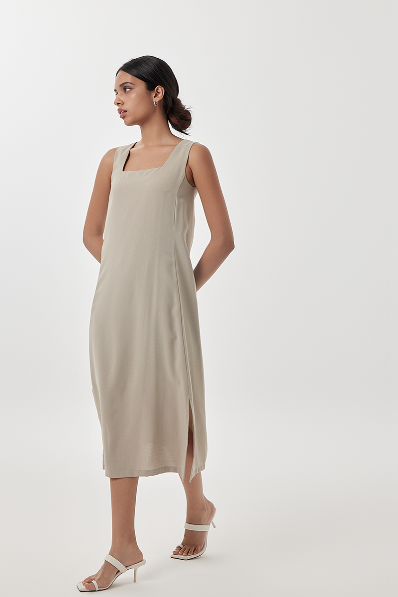 Juhi Side Slit Dress in Tea