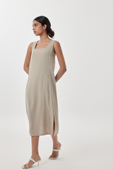 Juhi Side Slit Dress in Tea
