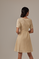 Teagan Puff Sleeves Dress in Vanilla