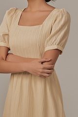 Teagan Puff Sleeves Dress in Vanilla