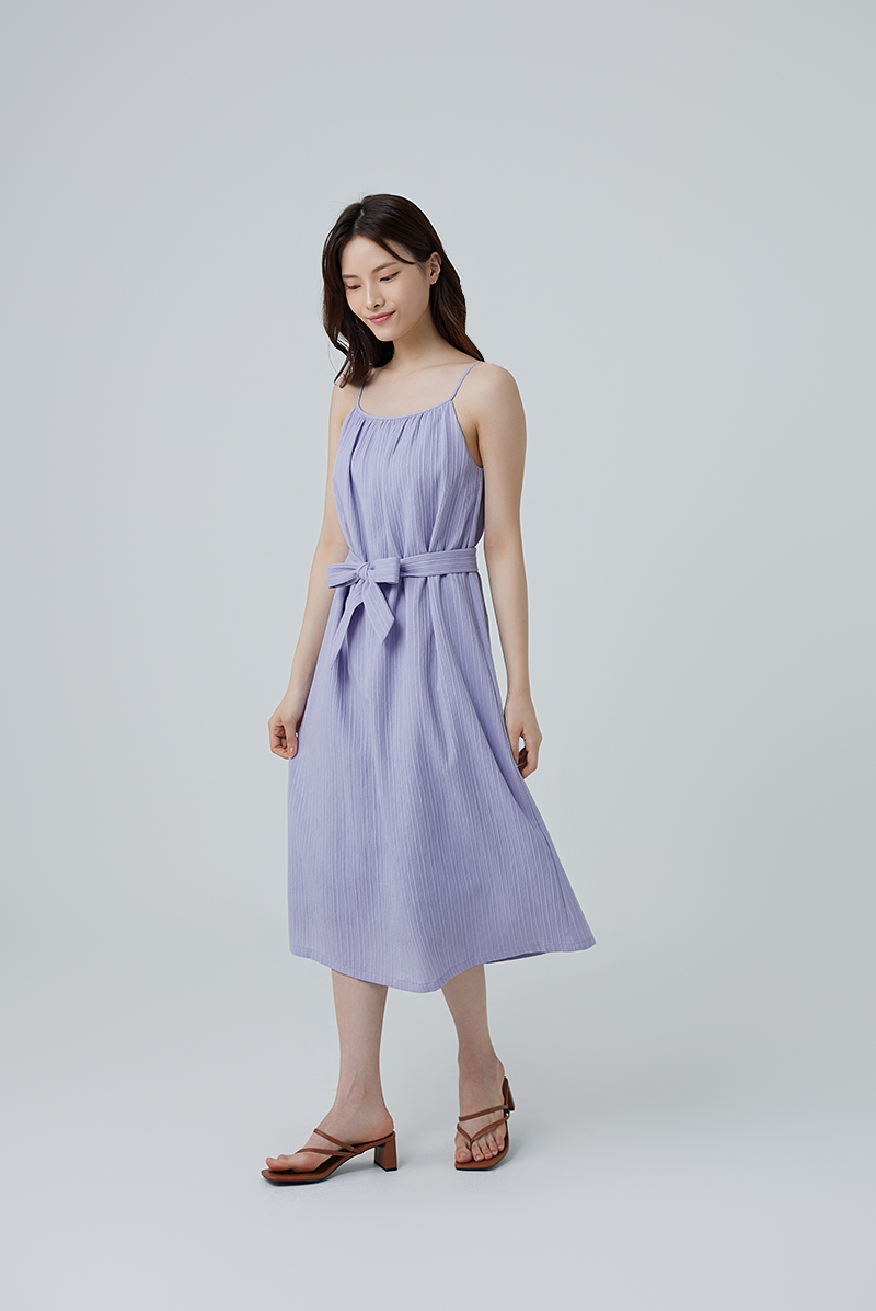 Mariena Ribbon Midi Dress in Periwinkle