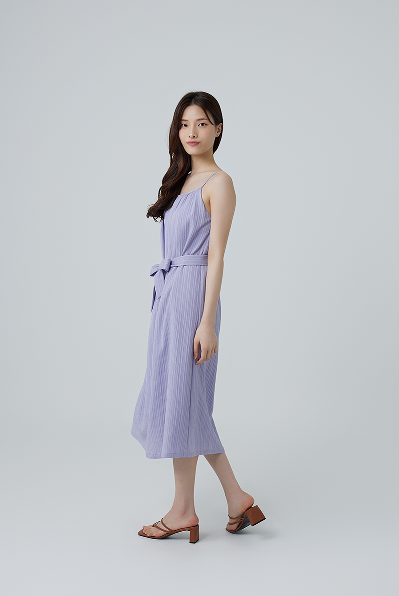 Mariena Ribbon Midi Dress in Periwinkle