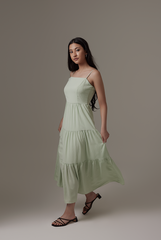 Theodora Tri-Tiered Dress in Pistachio