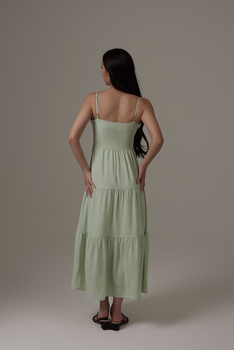 Theodora Tri-Tiered Dress in Pistachio