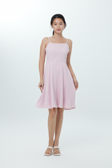 Vicky Broderie Dress in Powder