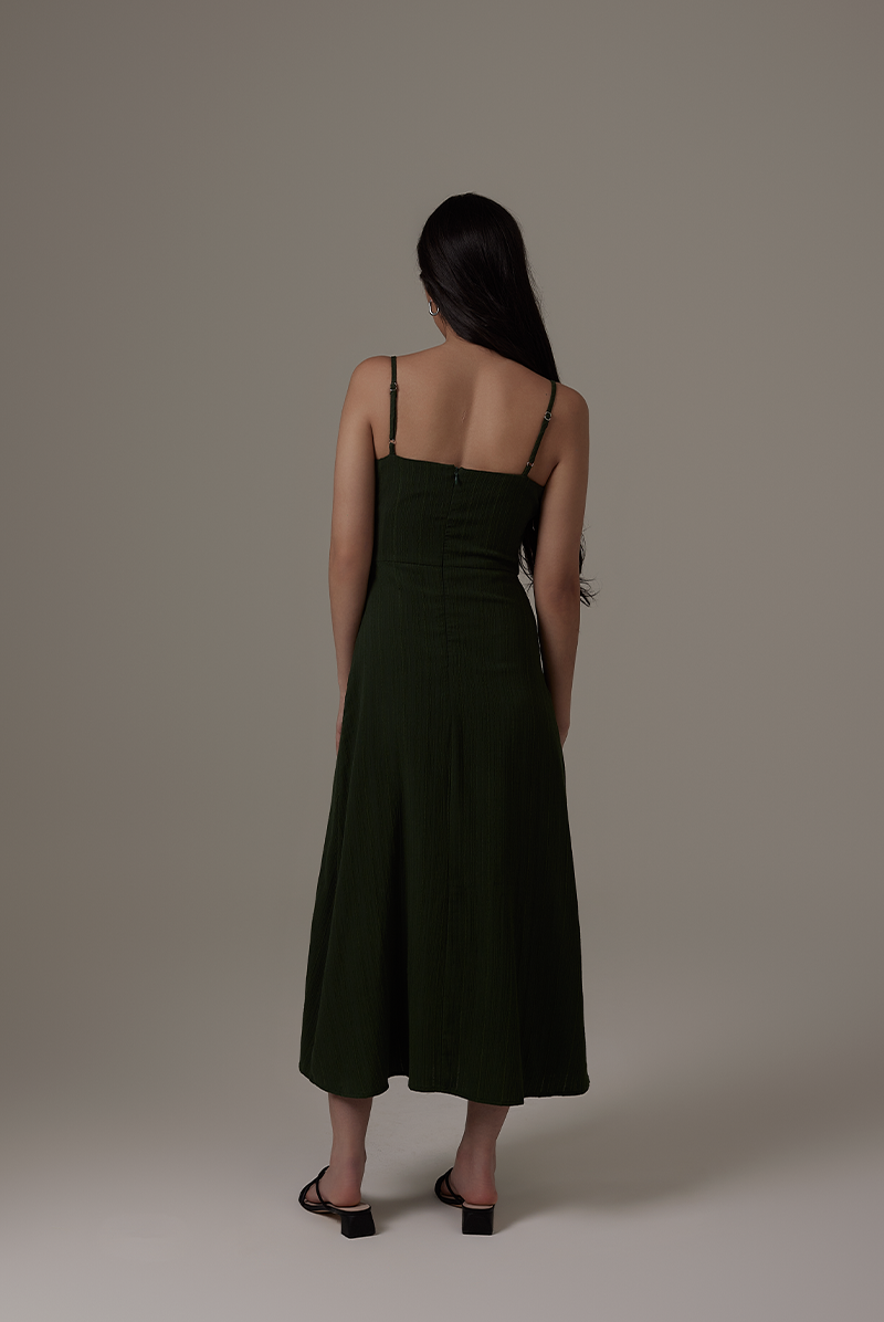 Oomara Front Slit Dress in Emerald
