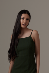 Oomara Front Slit Dress in Emerald
