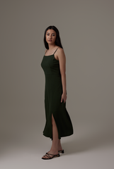 Oomara Front Slit Dress in Emerald