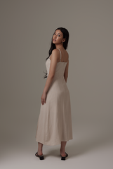 Oomara Front Slit Dress in Oat