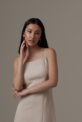 Oomara Front Slit Dress in Oat