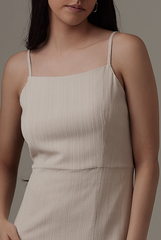 Oomara Front Slit Dress in Oat