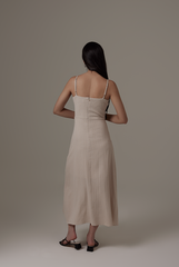 Oomara Front Slit Dress in Oat