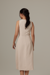 Cyndee Side Slit Dress in Almond