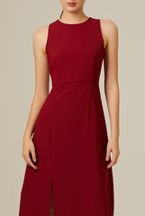 Cyndee Side Slit Dress in Maroon