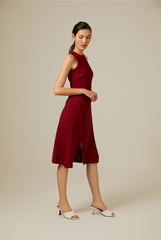 Cyndee Side Slit Dress in Maroon
