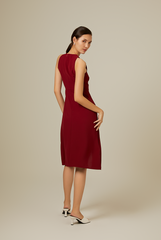 Cyndee Side Slit Dress in Maroon