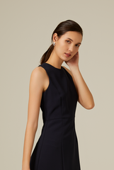 Cyndee Side Slit Dress in Navy Blue