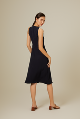 Cyndee Side Slit Dress in Navy Blue