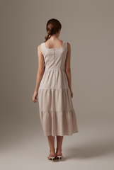 Melody Tri-Tiered Dress in Almond