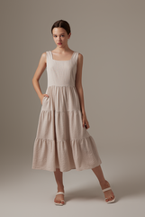 Melody Tri-Tiered Dress in Almond