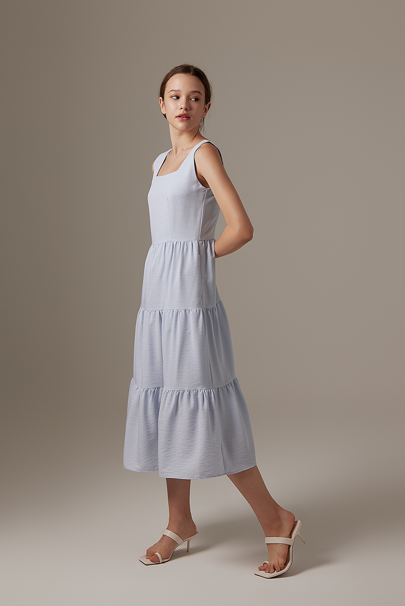 Melody Tri-Tiered Dress in Baby Blue