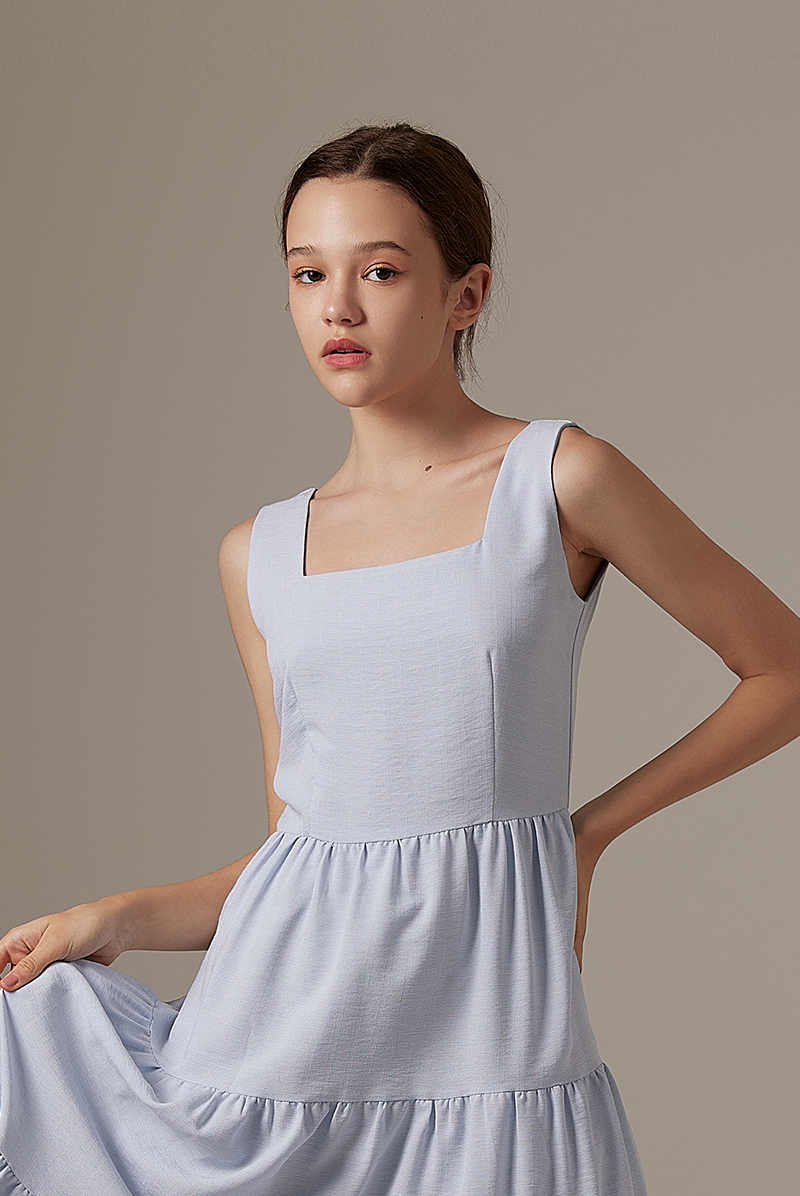 Melody Tri-Tiered Dress in Baby Blue