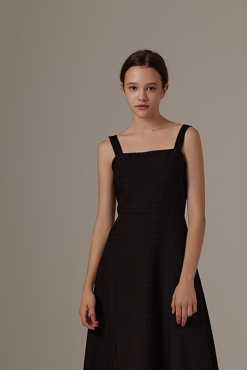 Wallere Side Slit Dress in Black
