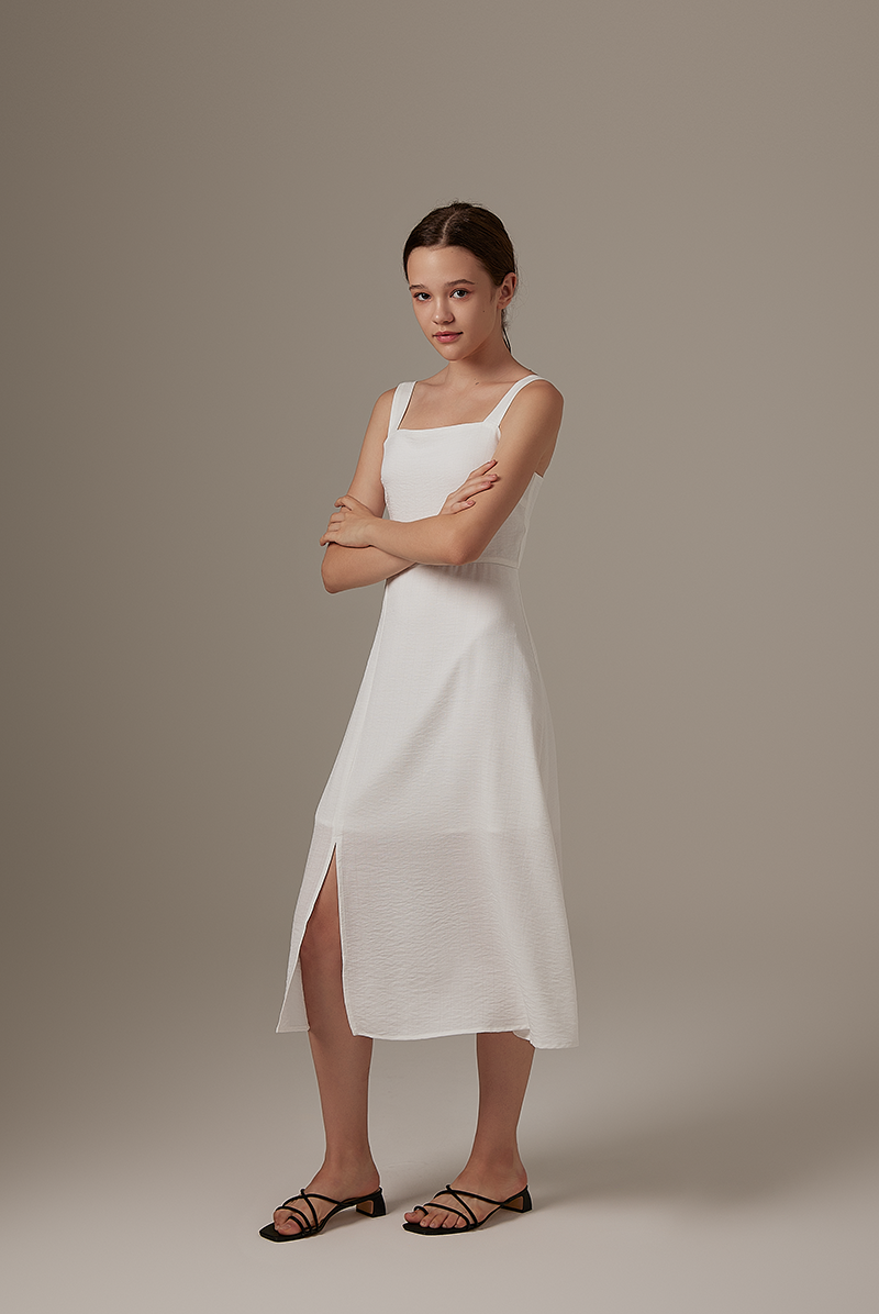 Wallere Side Slit Dress in White