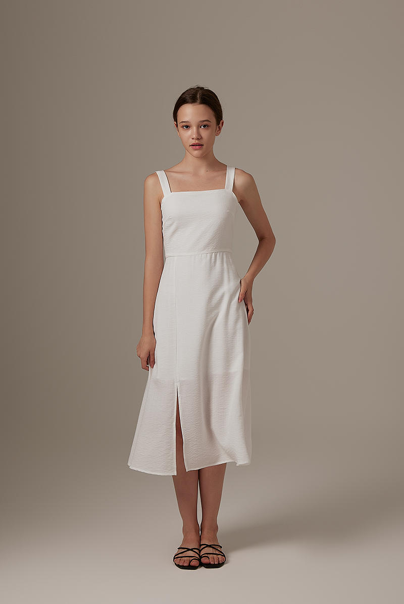 Wallere Side Slit Dress in White