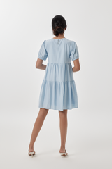 Fenella Tiered Babydoll Dress in Baby Blue