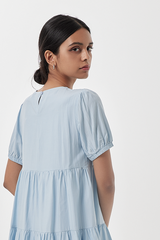Fenella Tiered Babydoll Dress in Baby Blue