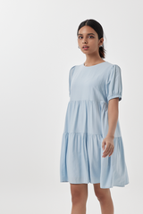 Fenella Tiered Babydoll Dress in Baby Blue