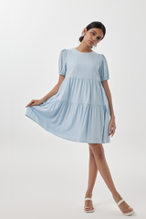 Fenella Tiered Babydoll Dress in Baby Blue